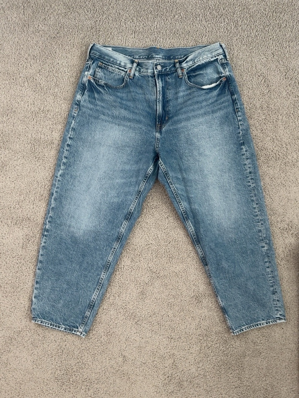GAP High Rise Barrel Jeans Light Indigo Size 33 16 Regular 100% Cotton